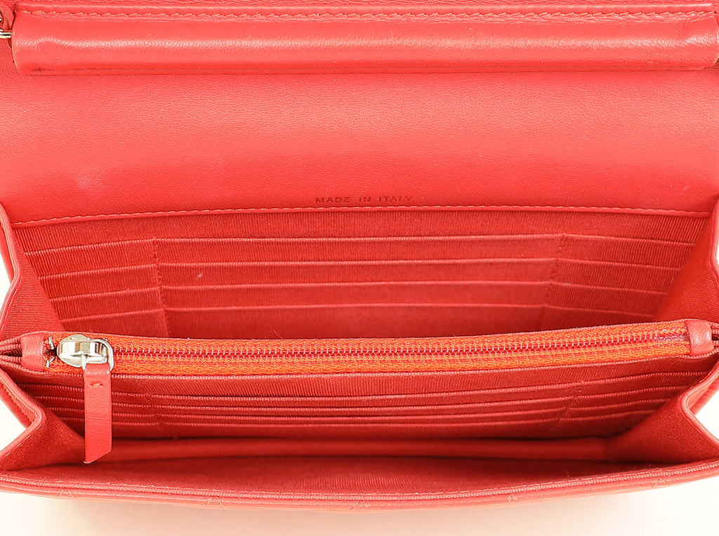 Chanel Red Square Wallet on Chain