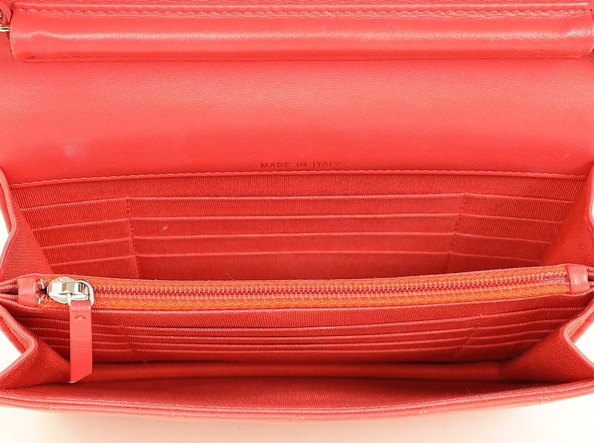 Chanel Red Square Wallet on Chain