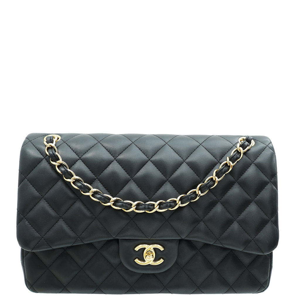 Chanel Black CC Classic Double Flap Jumbo Bag