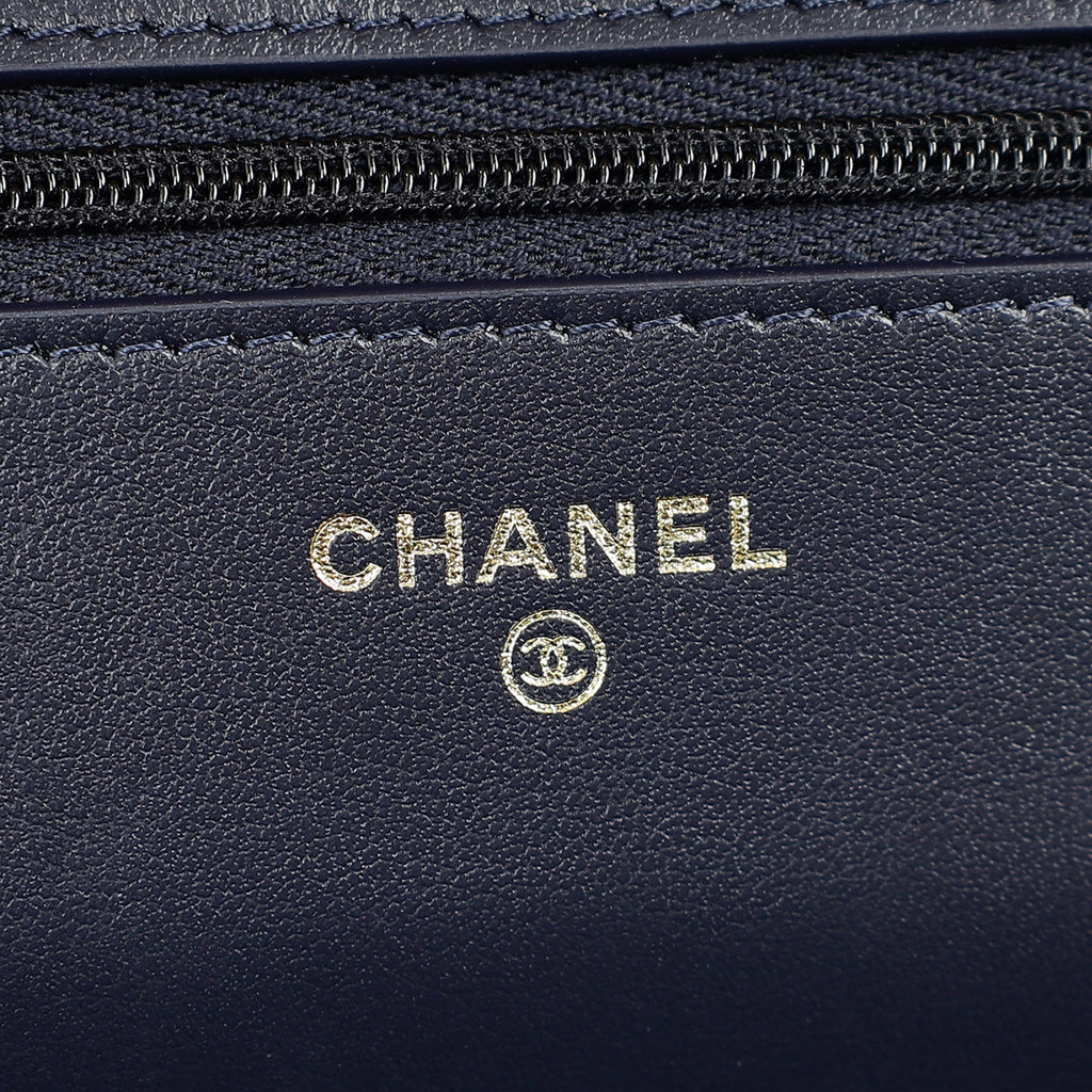 Chanel Navy Blue CC Top Handle Wallet On Chain