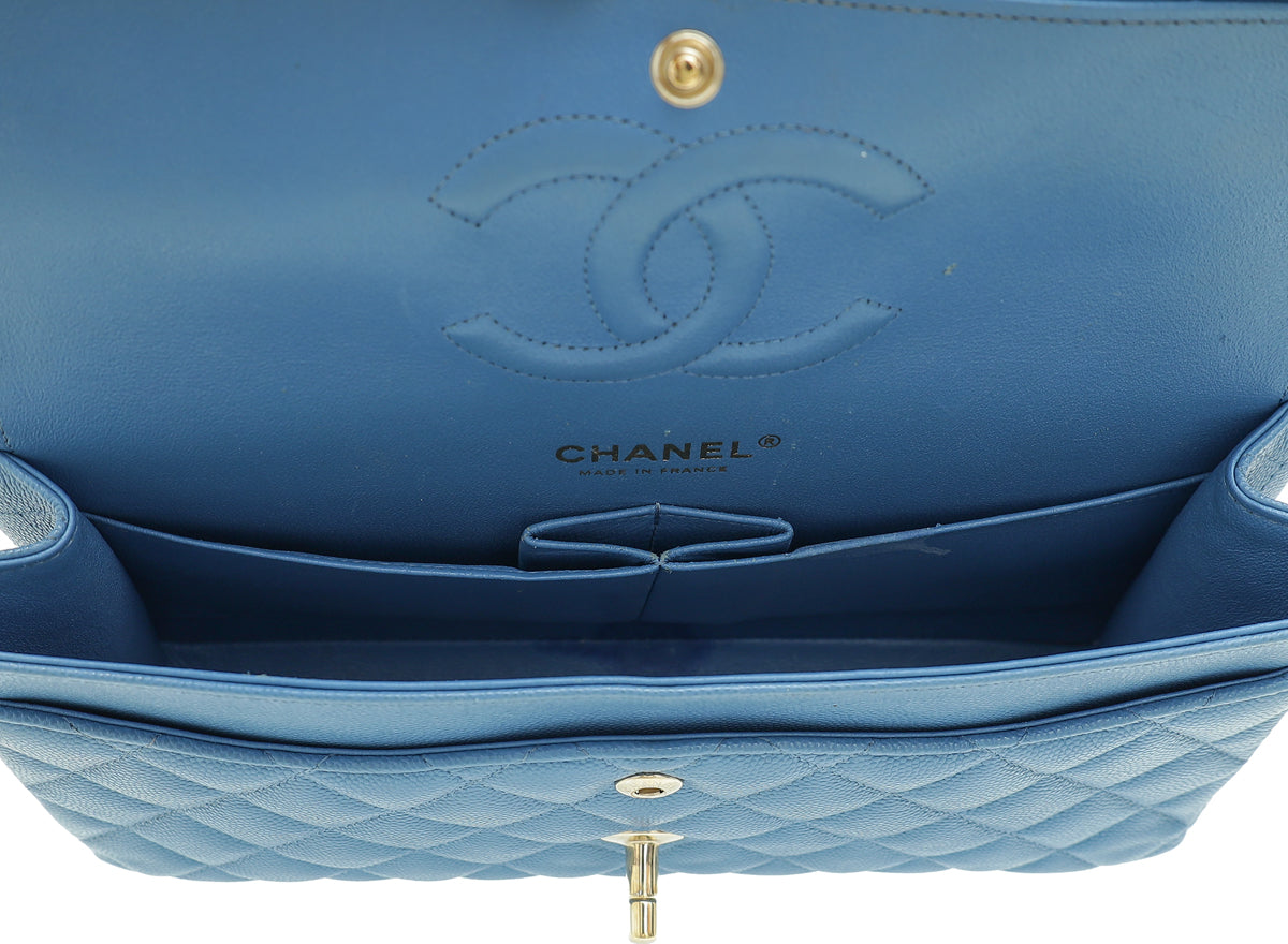 Chanel Blue CC Classic Double Flap Medium Bag