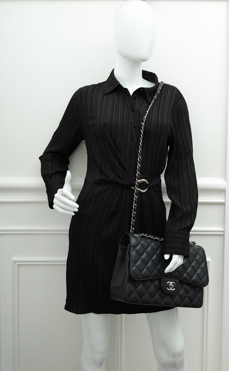 Chanel Black CC Classic Double Flap Jumbo Bag