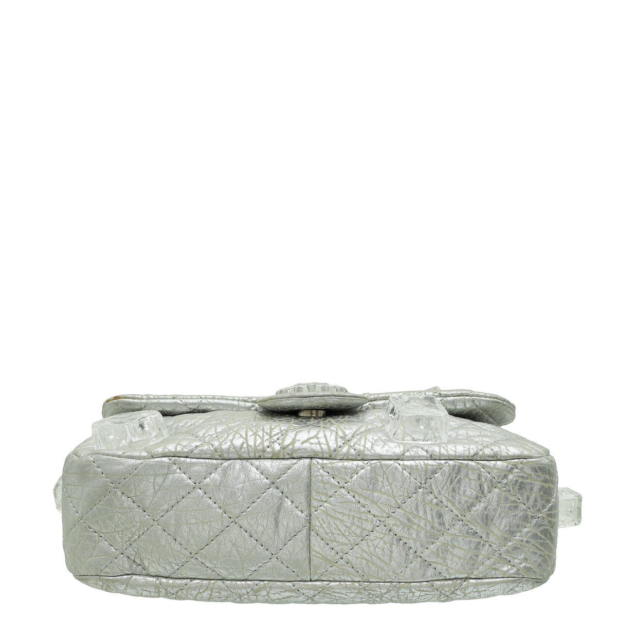 Chanel Metallic Silver Aged Ice Cube On the Rocks Flap Bag