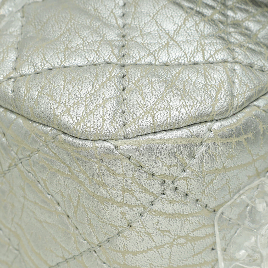 Chanel Metallic Silver Aged Ice Cube On the Rocks Flap Bag