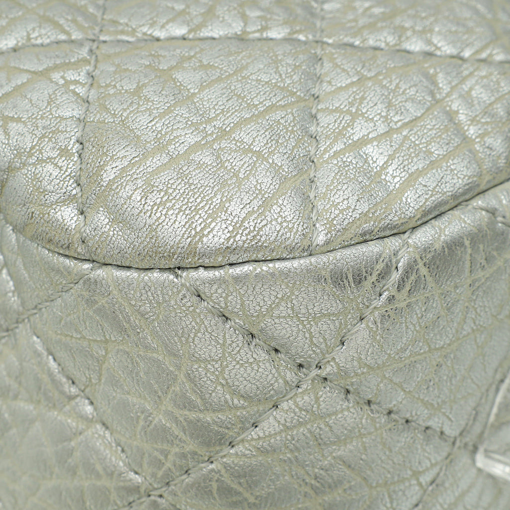 Chanel Metallic Silver Aged Ice Cube On the Rocks Flap Bag