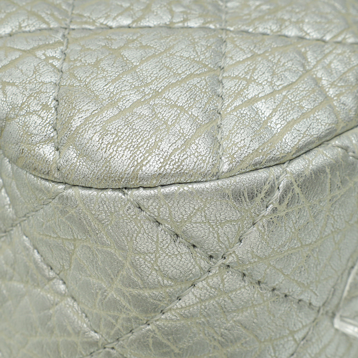Chanel Metallic Silver Aged Ice Cube On the Rocks Flap Bag