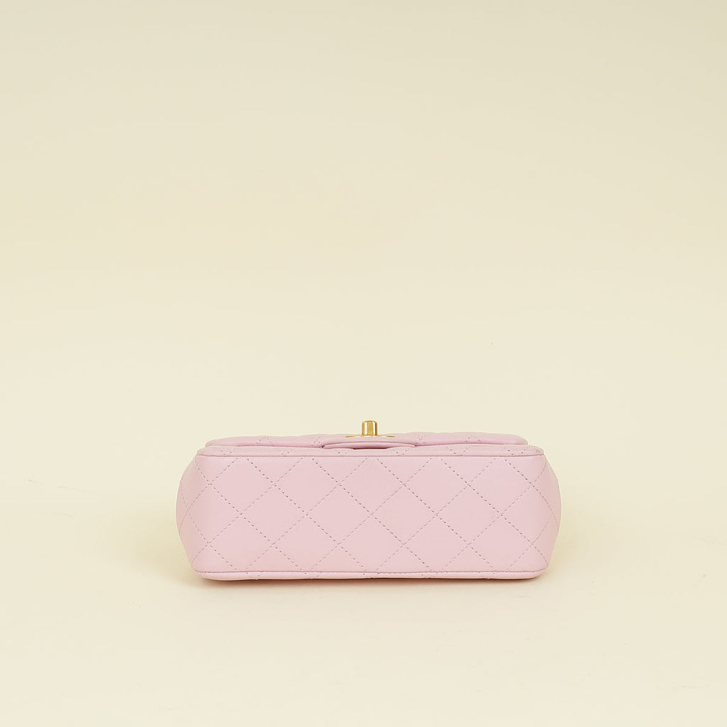 Chanel Rose Clair CC Camellia Crush Mini Rectangular Flap Bag