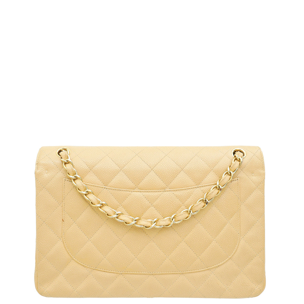 Chanel Beige CC Classic Double Flap Jumbo Bag