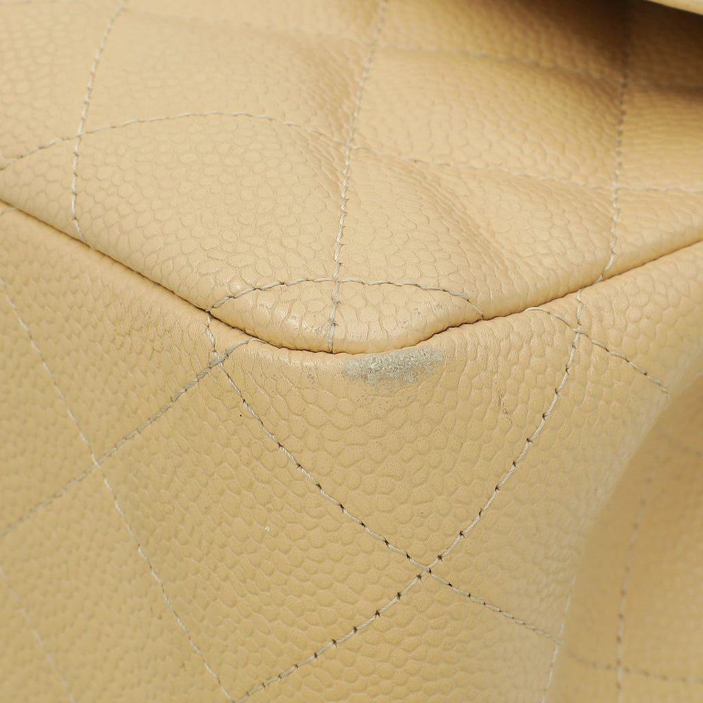 Chanel Beige CC Classic Double Flap Jumbo Bag