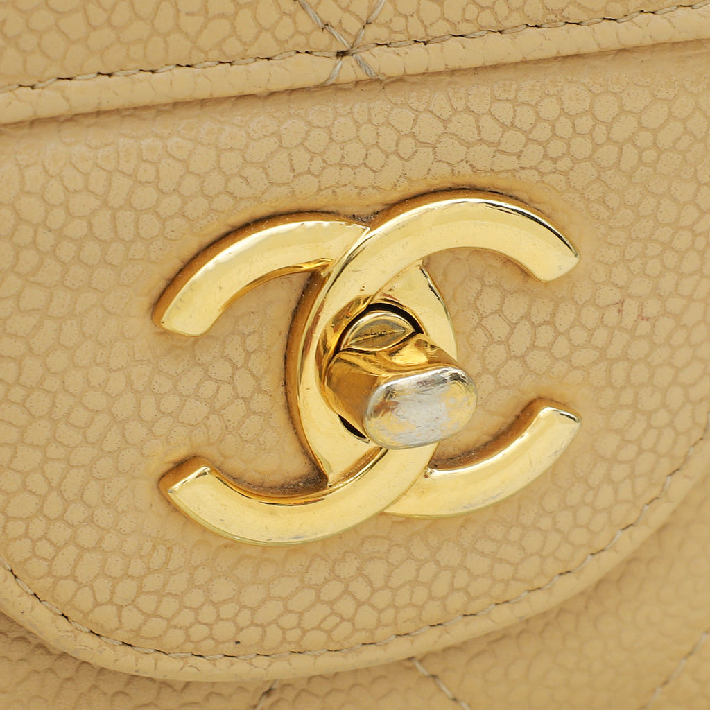 Chanel Beige CC Classic Double Flap Jumbo Bag