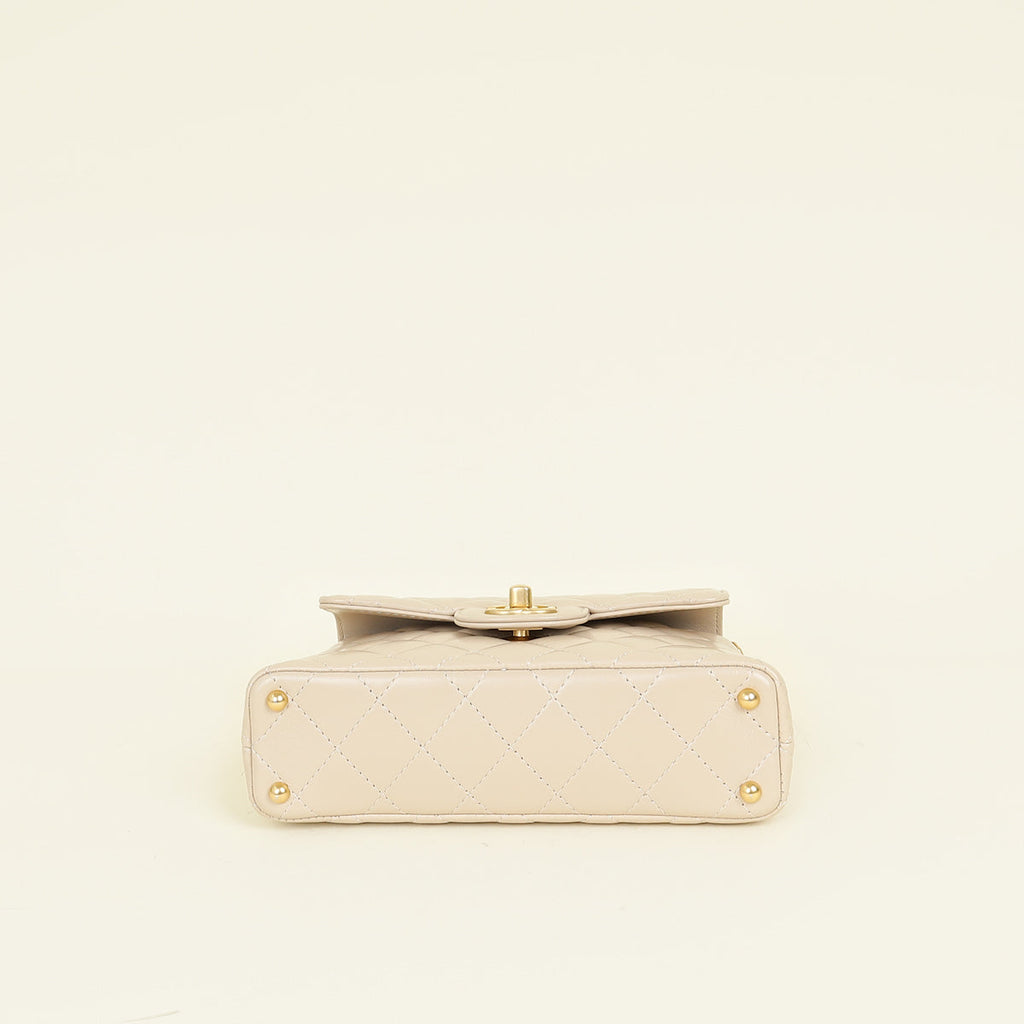 Chanel Beige Top Handle Small Flap Bag