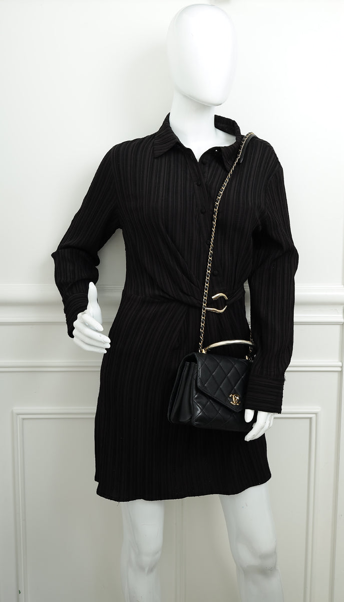 Chanel Black CC Top Handle Envelope Flap Bag