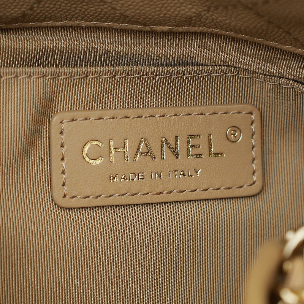 Chanel Beige CC Rolled Up Bucket Drawstring Bag