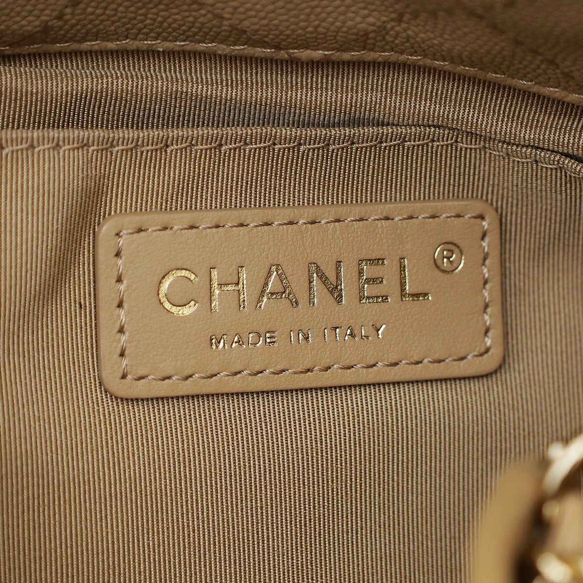 Chanel Beige CC Rolled Up Bucket Drawstring Bag