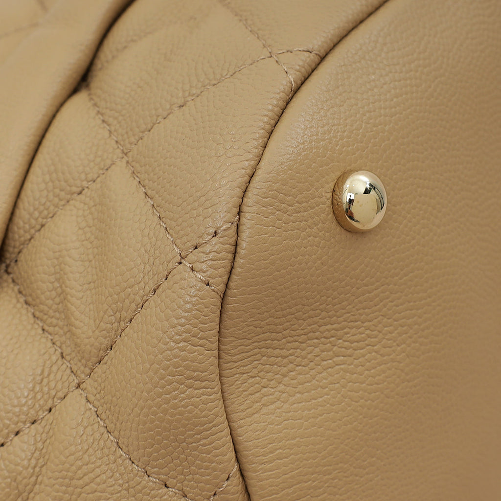 Chanel Beige CC Rolled Up Bucket Drawstring Bag