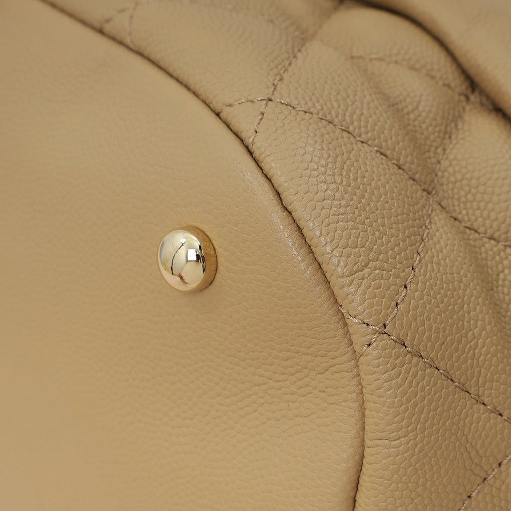 Chanel Beige CC Rolled Up Bucket Drawstring Bag