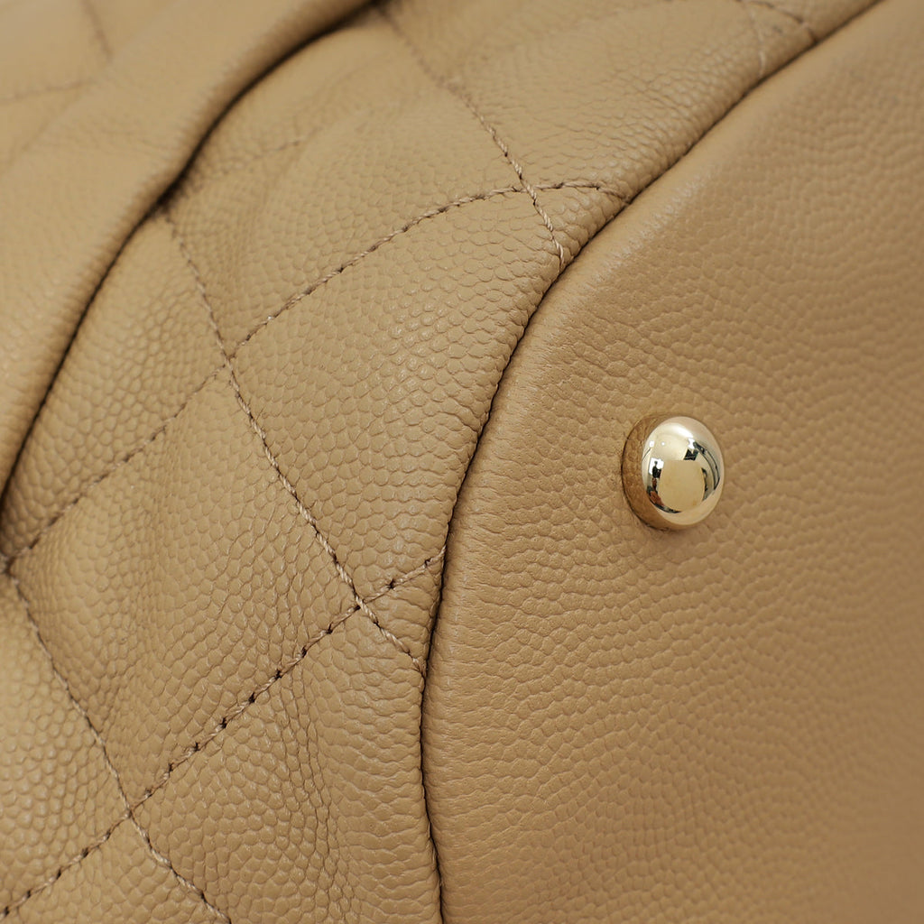 Chanel Beige CC Rolled Up Bucket Drawstring Bag