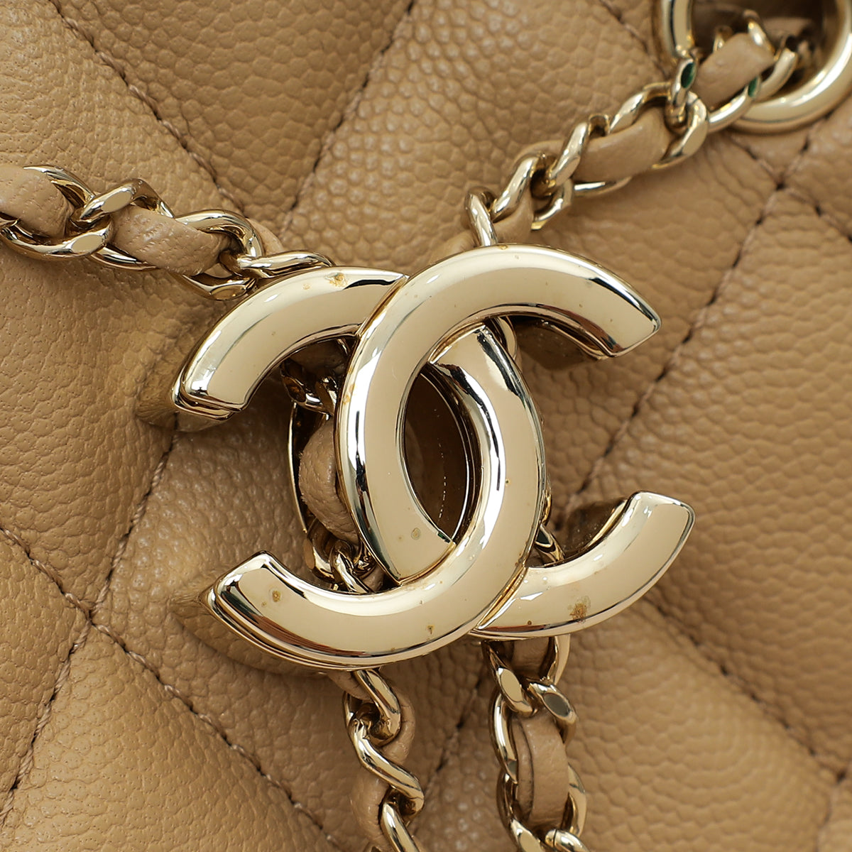 Chanel Beige CC Rolled Up Bucket Drawstring Bag