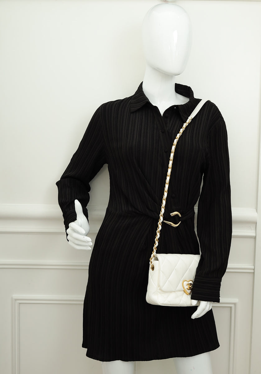 Chanel White CC Plexiglass Quilted Coco Love Flap Bag