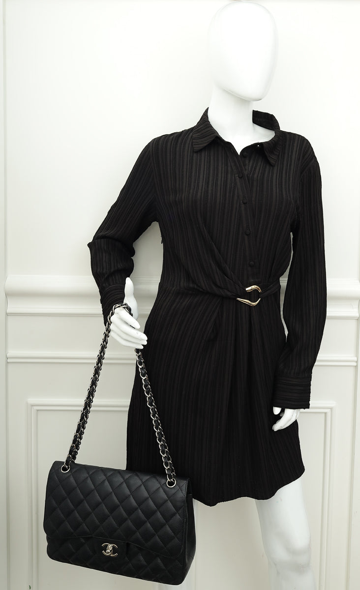 Chanel Black CC Classic Double Flap Jumbo Bag