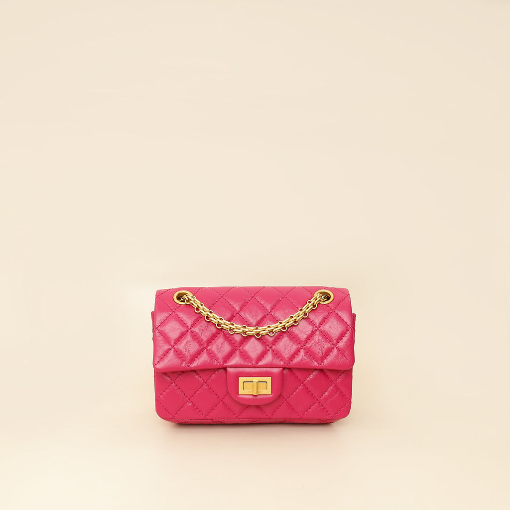 Chanel Fuchsia Aged Quilted 2.55 Reissue Mini Flap Bag