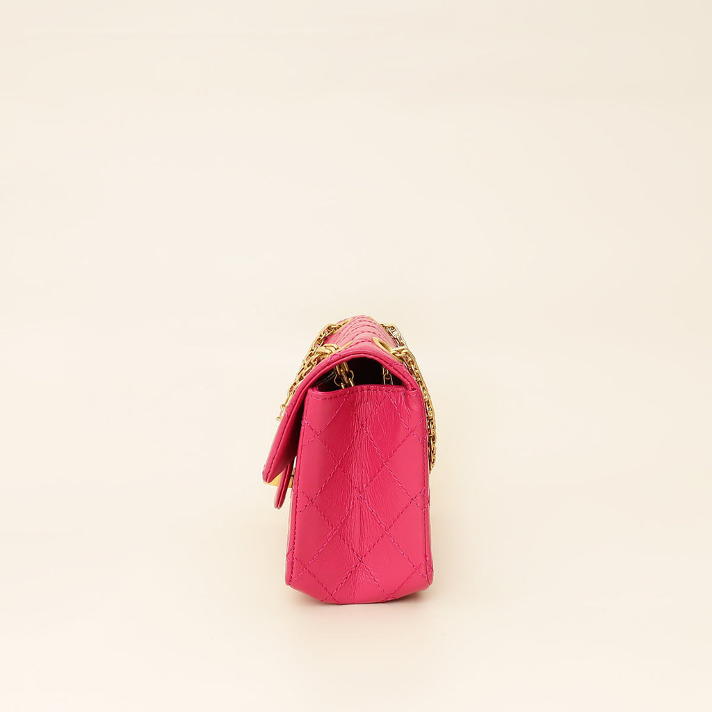 Chanel Fuchsia Aged Quilted 2.55 Reissue Mini Flap Bag
