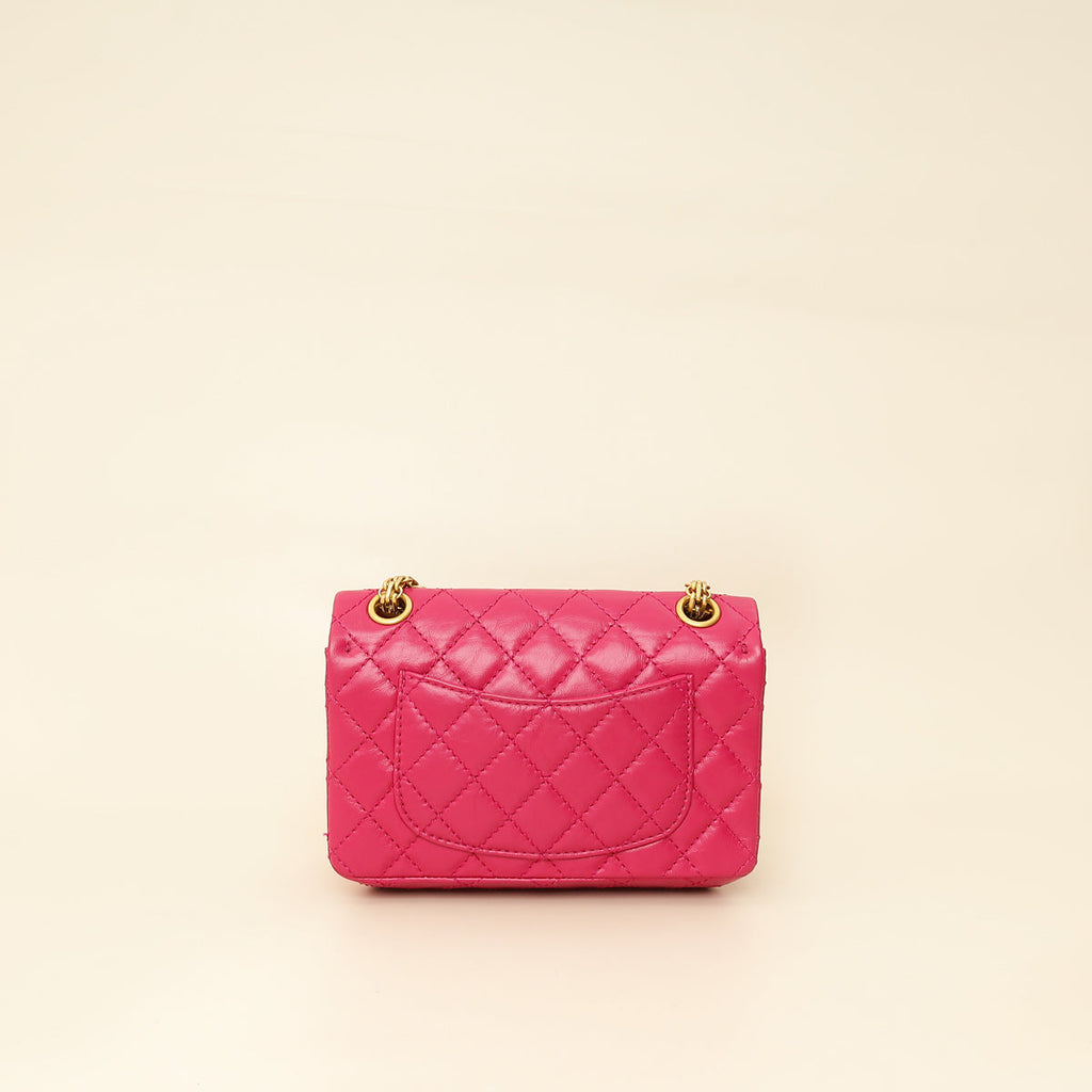 Chanel Fuchsia Aged Quilted 2.55 Reissue Mini Flap Bag
