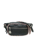 Chanel Black Tweed Quilted Elegant Trim Belt Bag