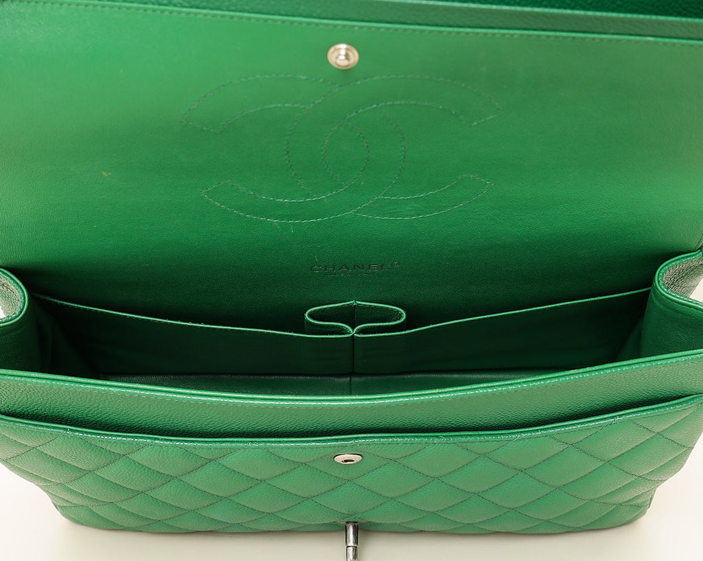 Chanel Green Classic Maxi Double Flap Bag