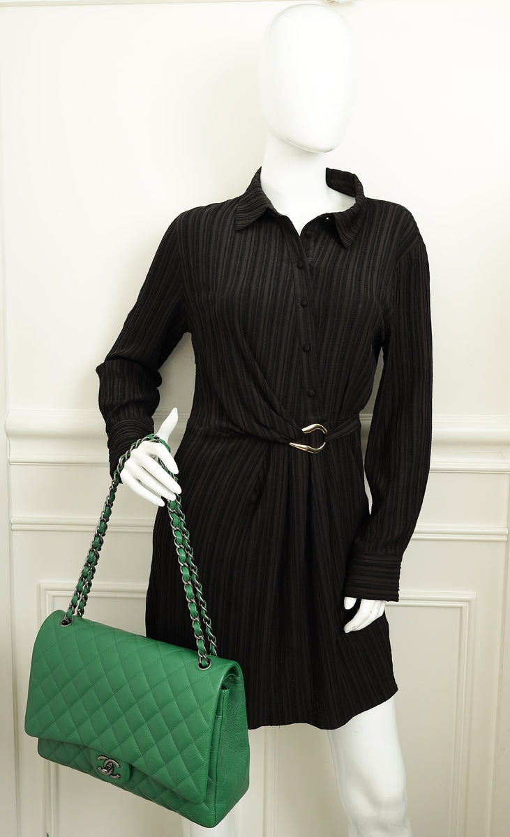 Chanel Green Classic Maxi Double Flap Bag