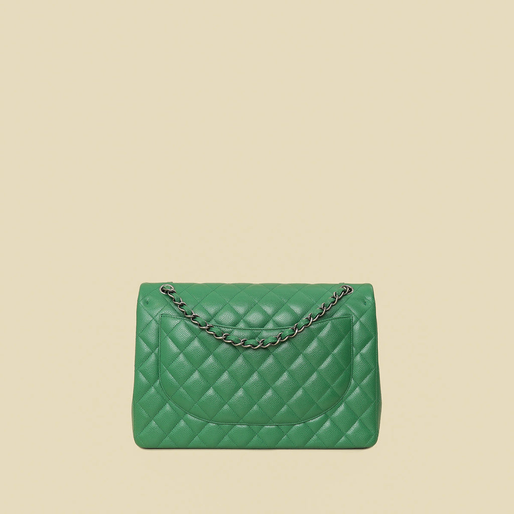 Chanel Green Classic Maxi Double Flap Bag