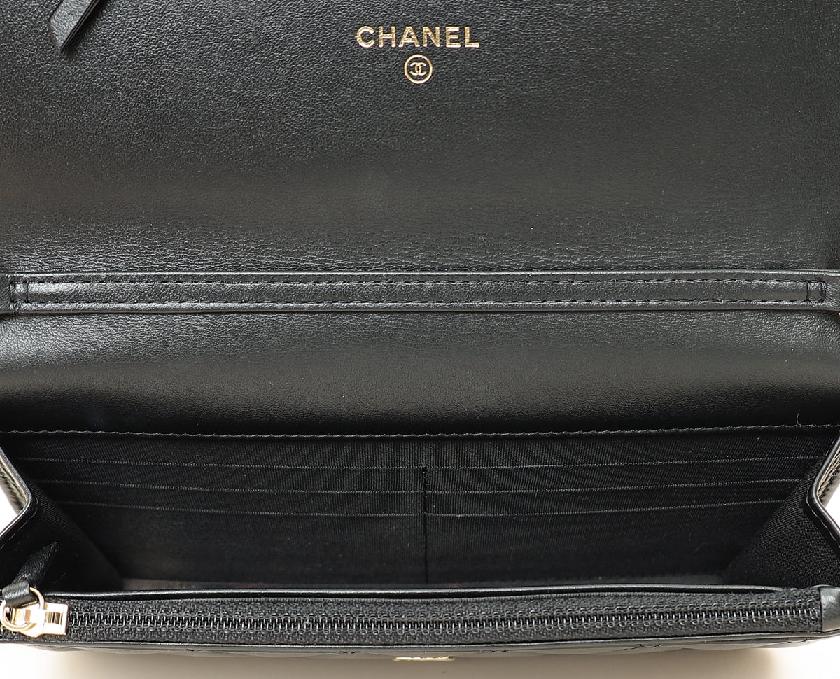 Chanel Black Maxi Pearls Wallet on Chain