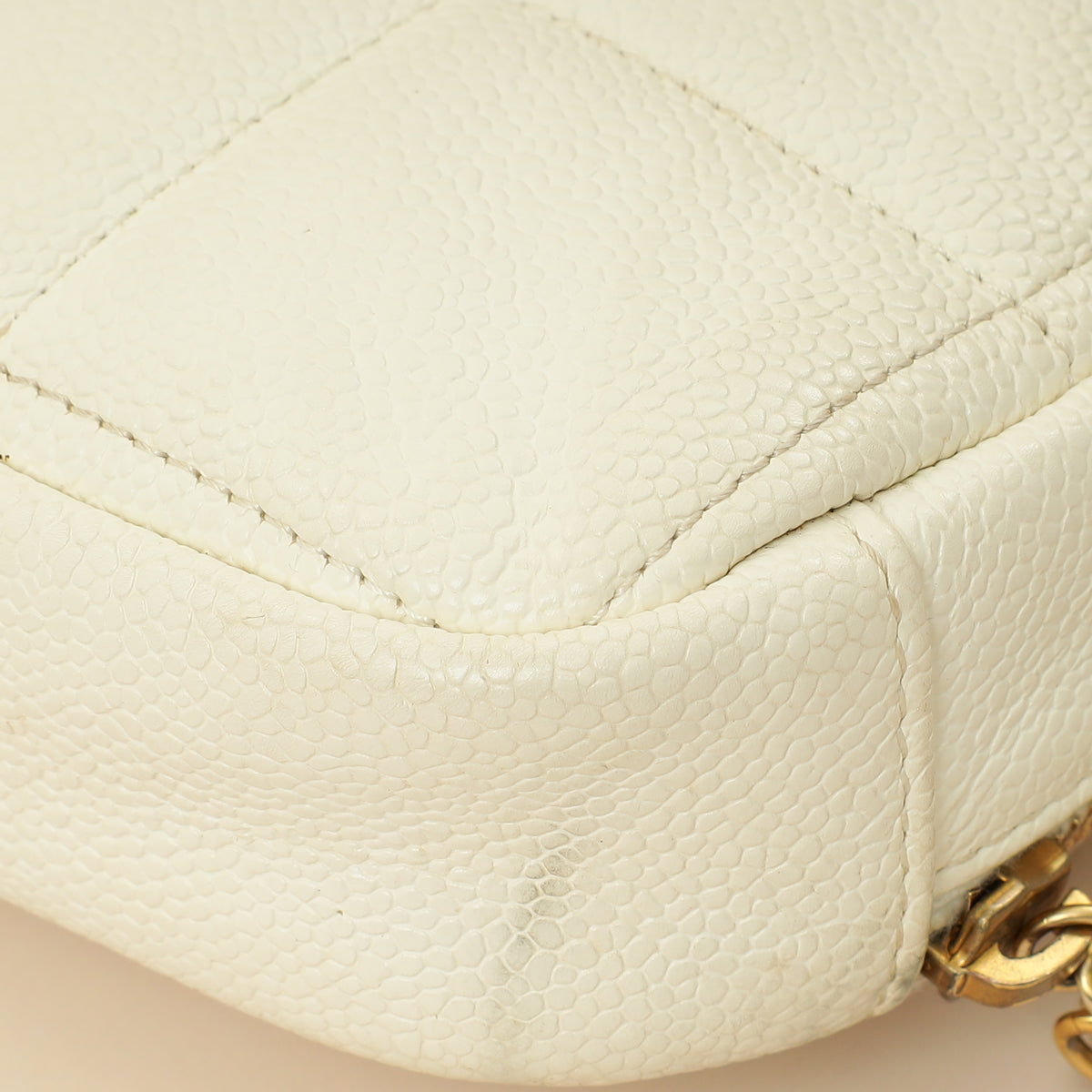 Chanel White CC Diamond Clutch W/ Chain