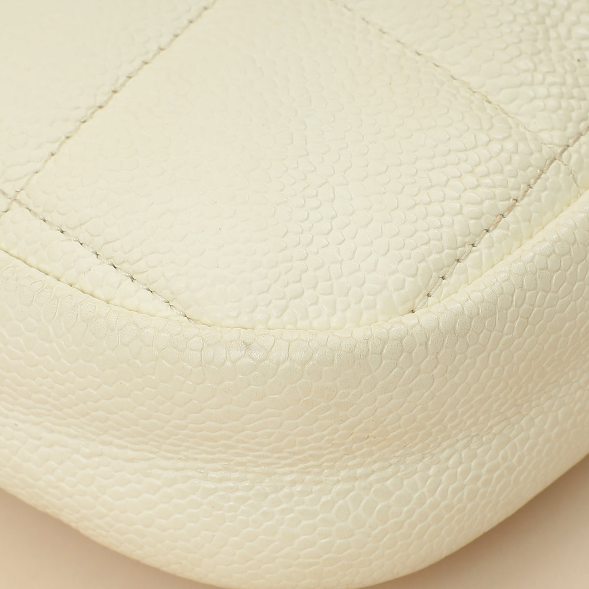 Chanel White CC Diamond Clutch W/ Chain