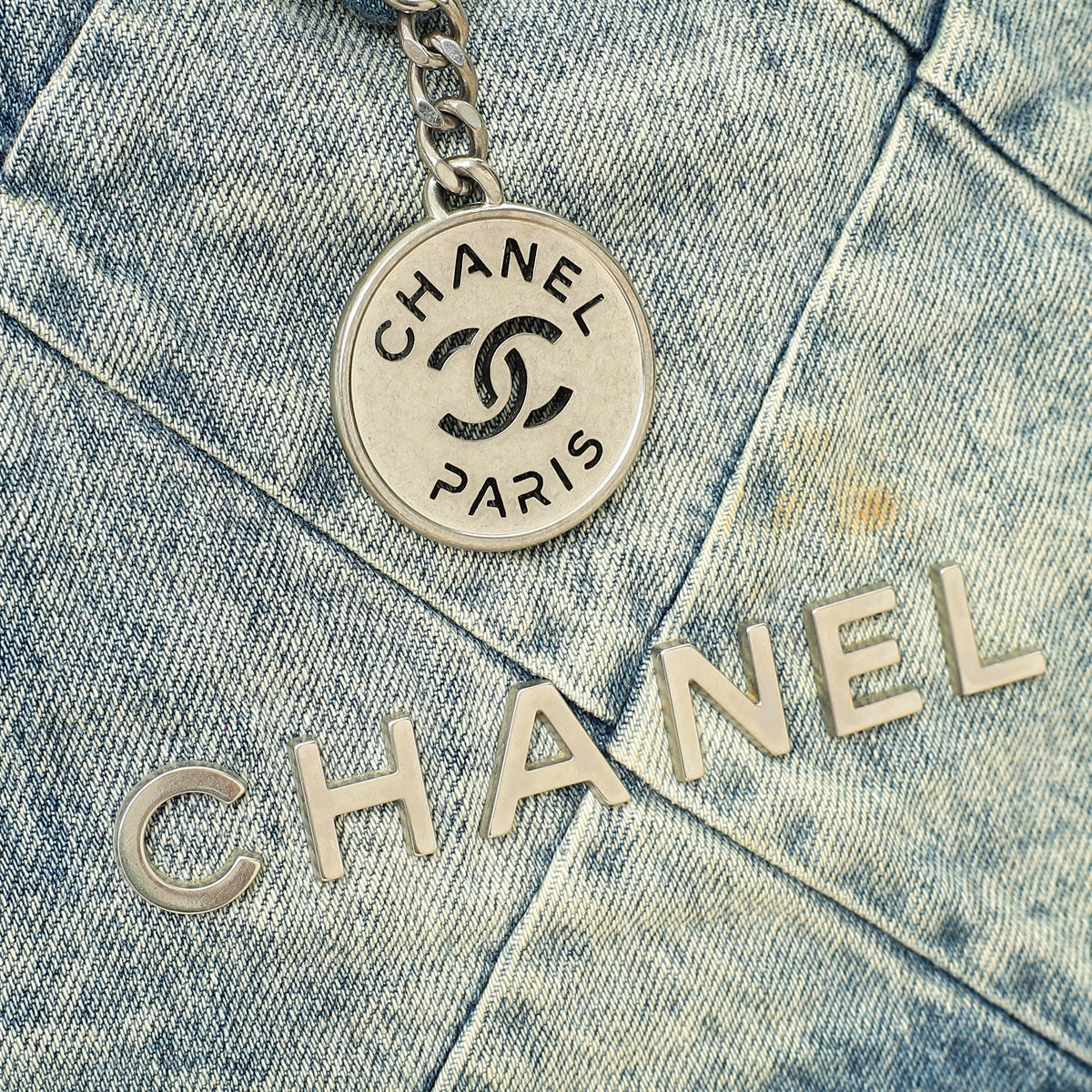 Chanel Blue Denim Chanel 22 Small Bag