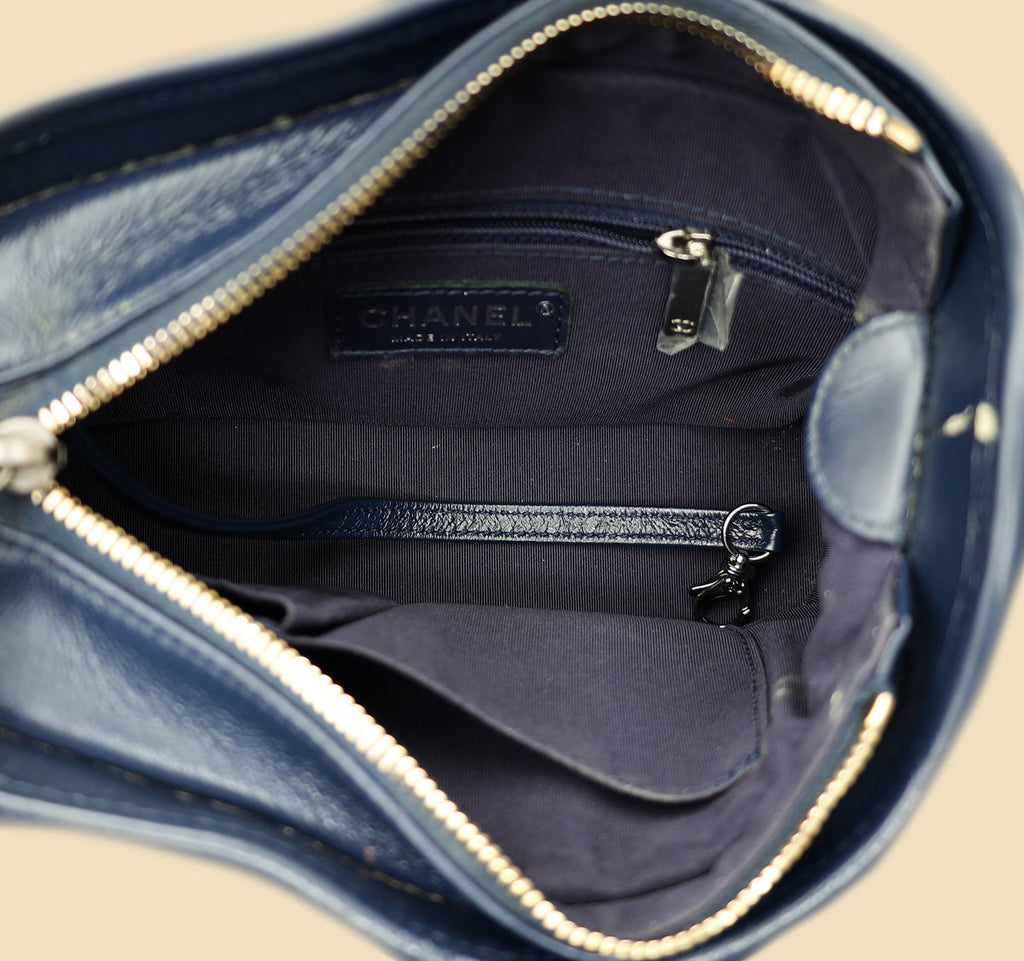 Chanel Navy Multicolor Tweed Gabrielle Hobo Small Bag