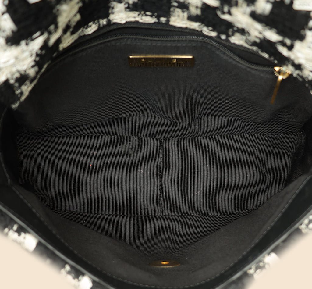 Chanel Bicolor Tweed Ribbon Houndstooth Chanel 19 Small Bag