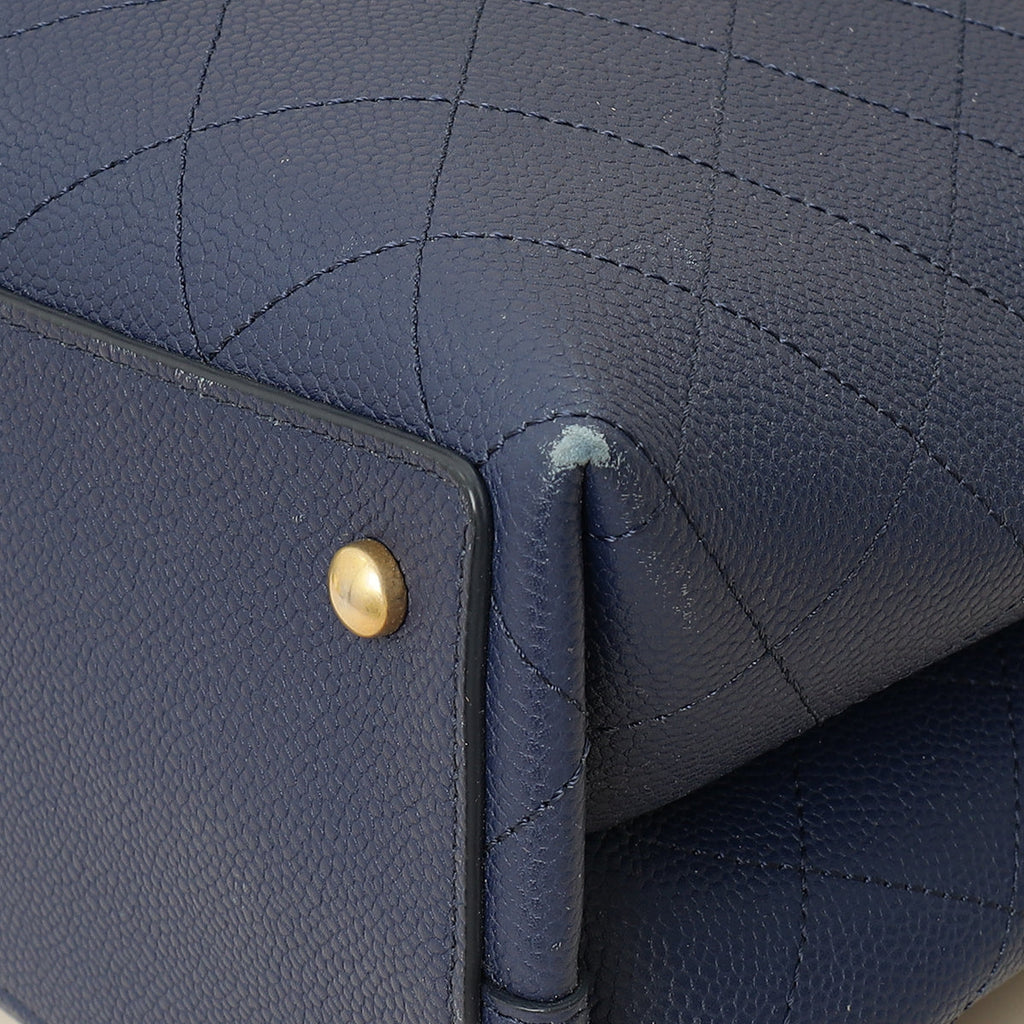 Chanel Navy Blue CC Shopping Tote Bag