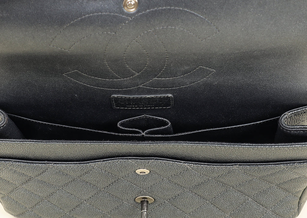 Chanel Metallic Charcoal Classic Double Flap Jumbo Bag
