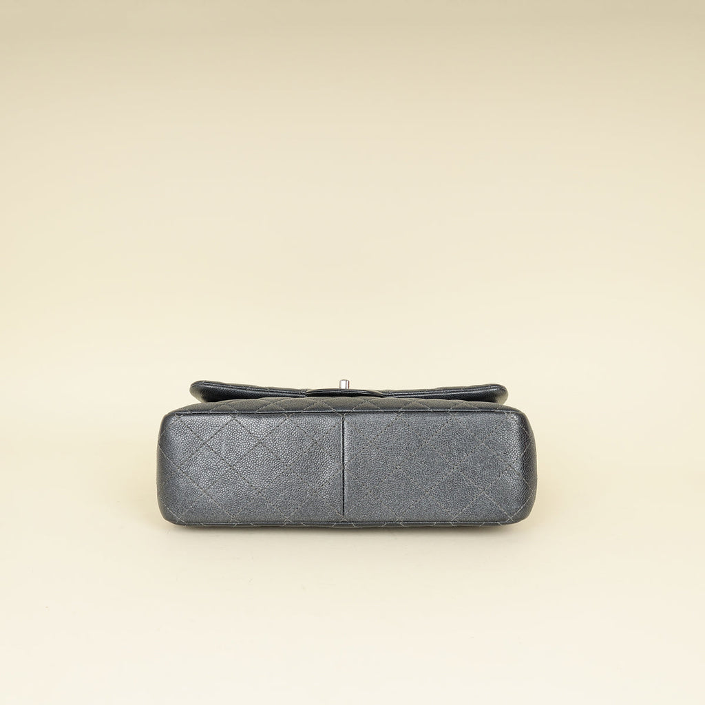 Chanel Metallic Charcoal Classic Double Flap Jumbo Bag