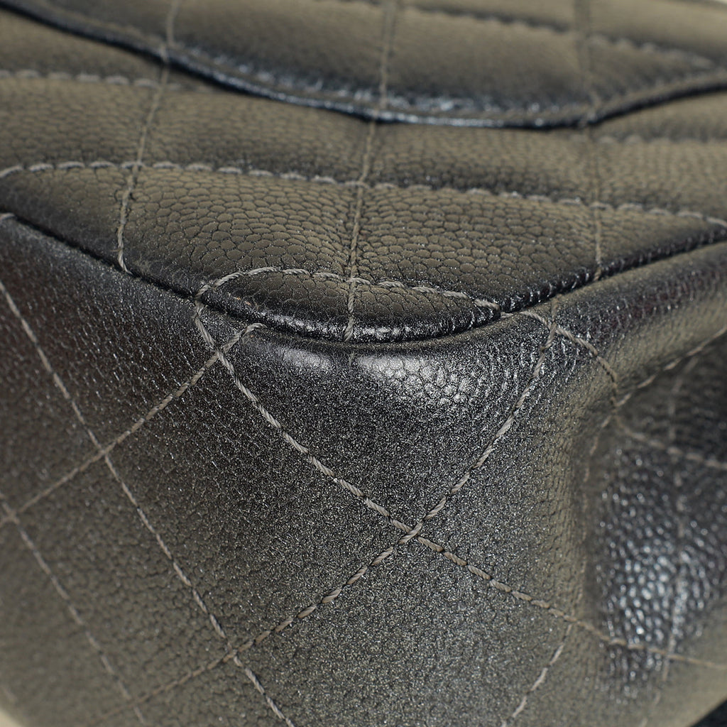 Chanel Metallic Charcoal Classic Double Flap Jumbo Bag