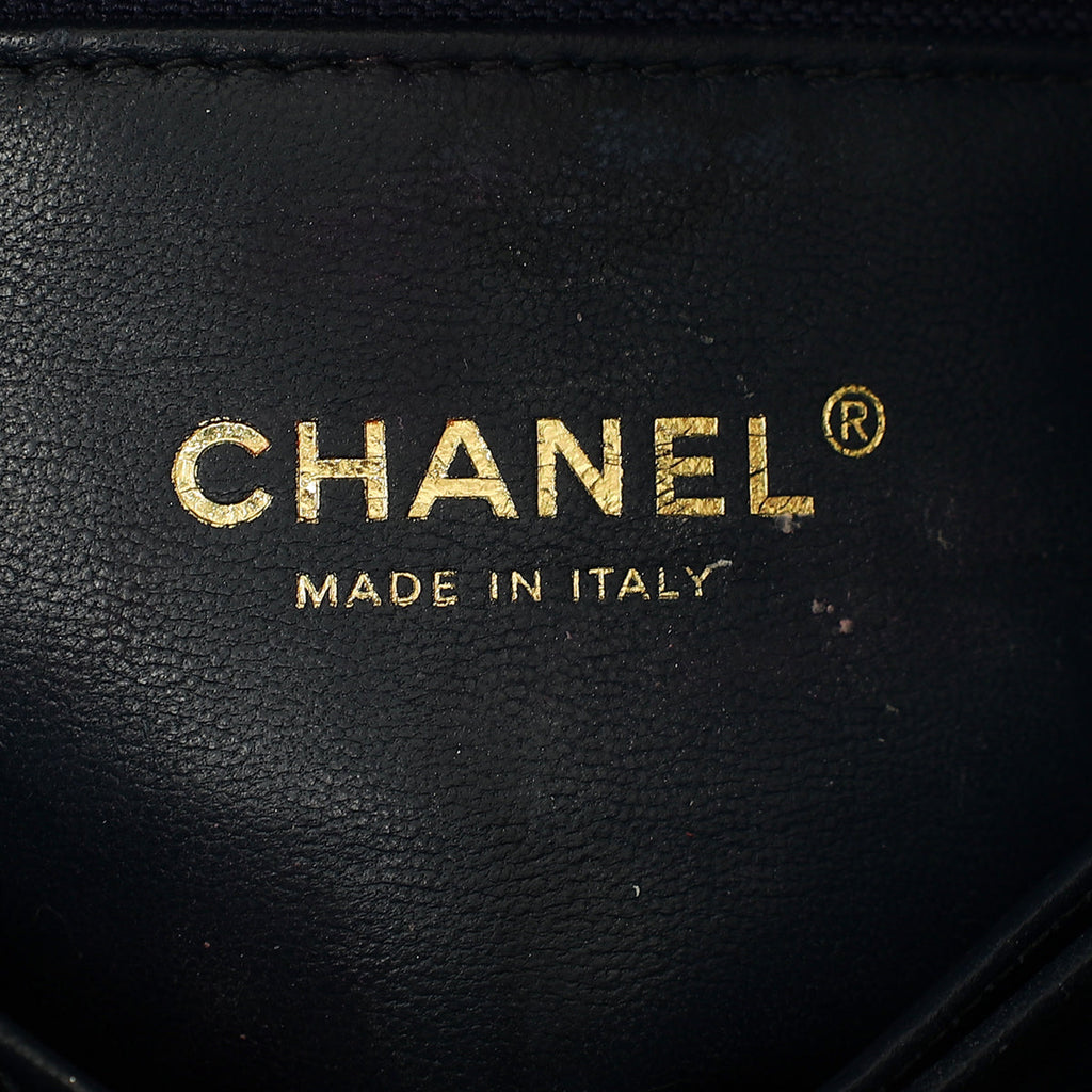 Chanel Navy Lizard Embossed Coco Handle Small Bag