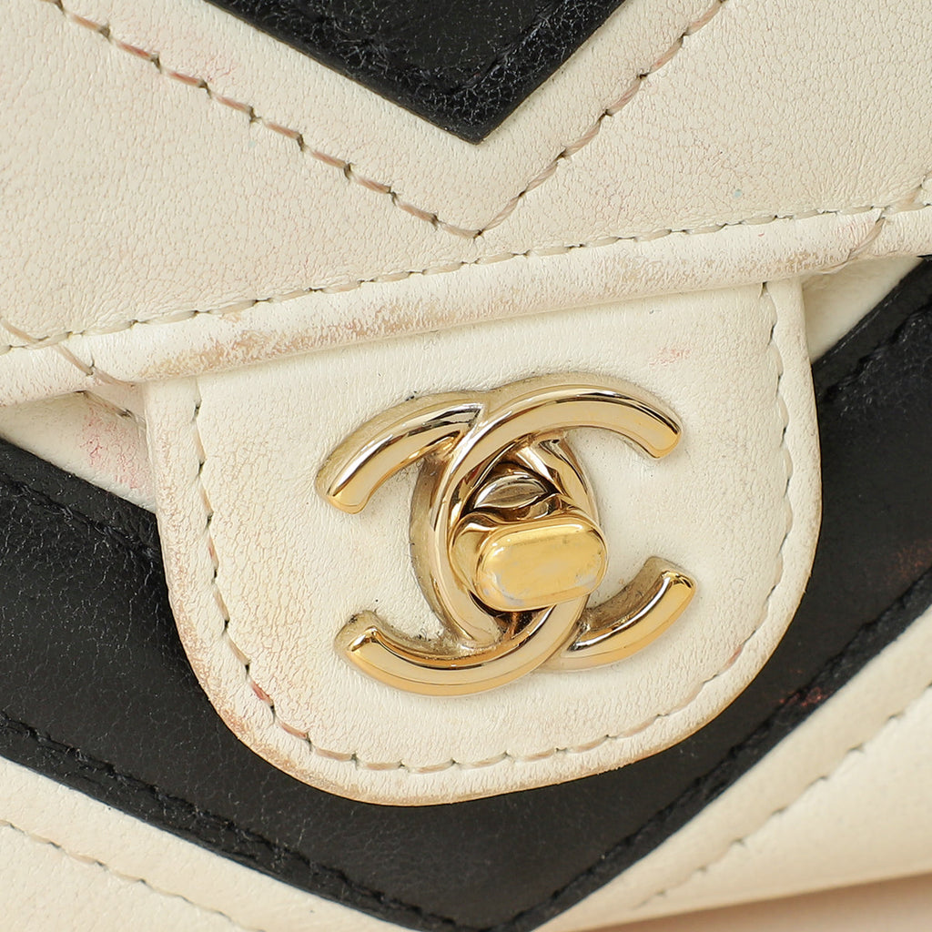 Chanel Bicolor Chevron Stitched Mini Flap Bag