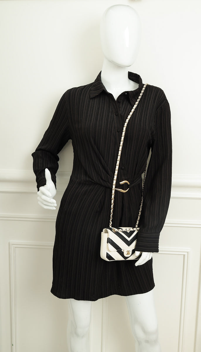 Chanel Bicolor Chevron Stitched Mini Flap Bag