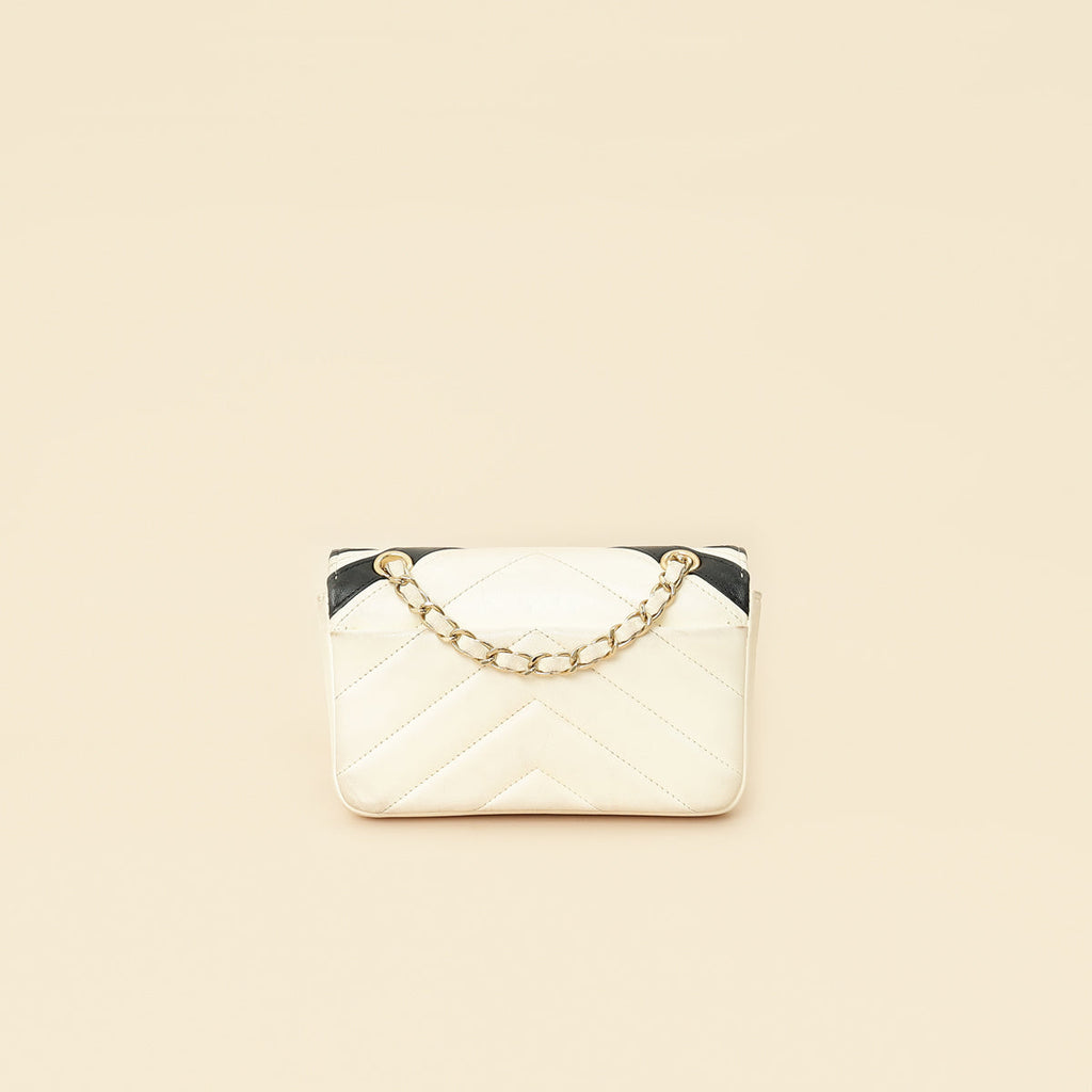 Chanel Bicolor Chevron Stitched Mini Flap Bag