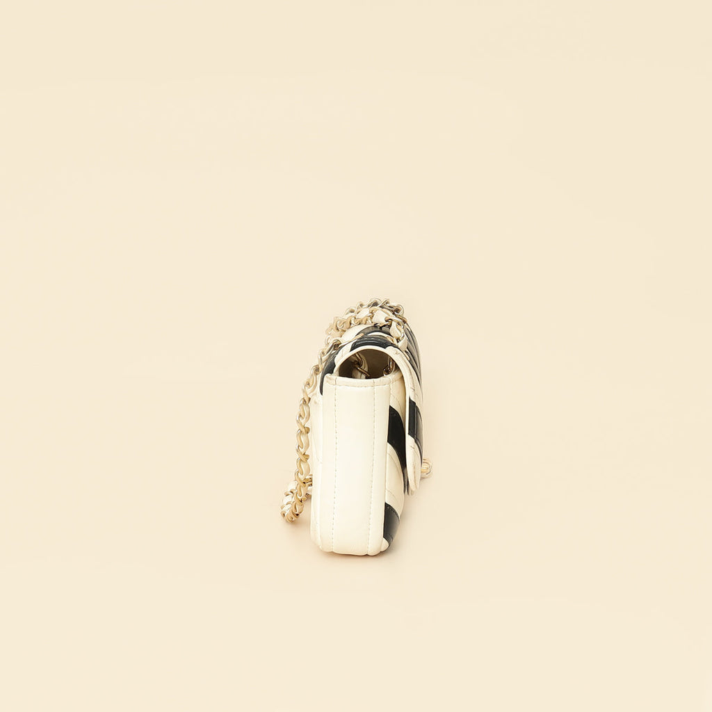 Chanel Bicolor Chevron Stitched Mini Flap Bag