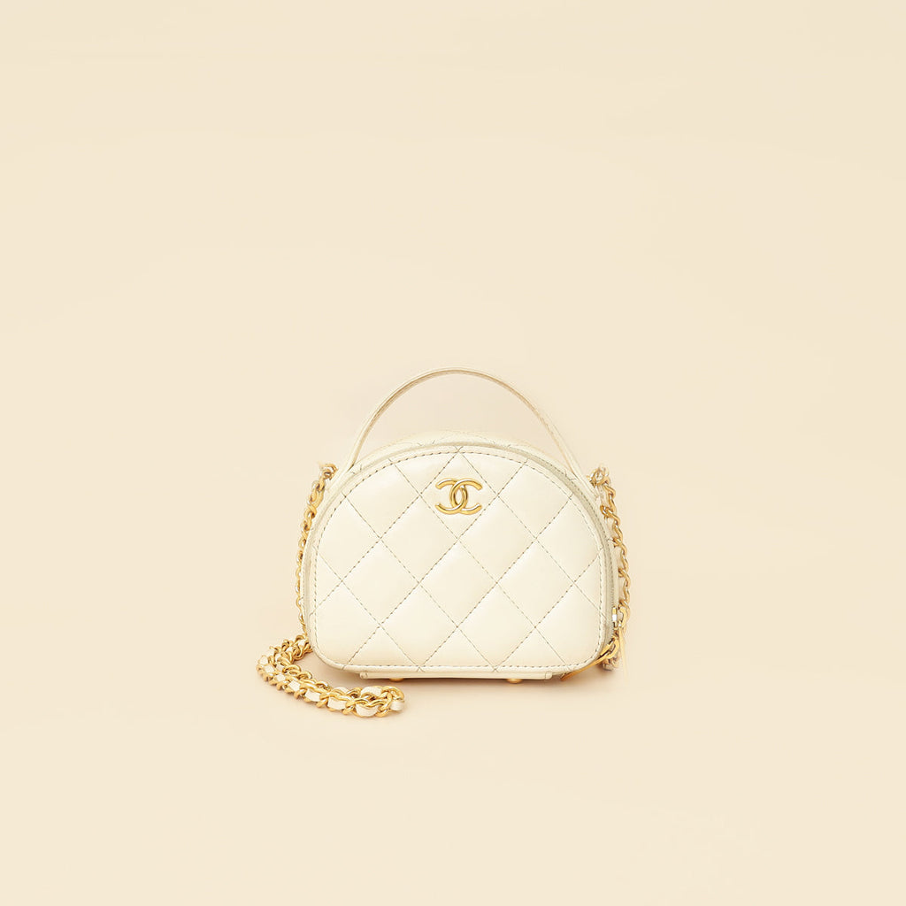 Chanel White Mini Chic Riviera Top Handle Vanity Case