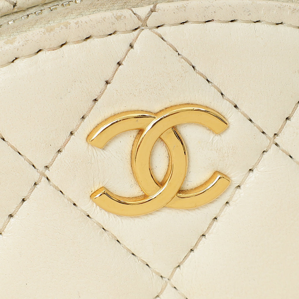 Chanel White Mini Chic Riviera Top Handle Vanity Case