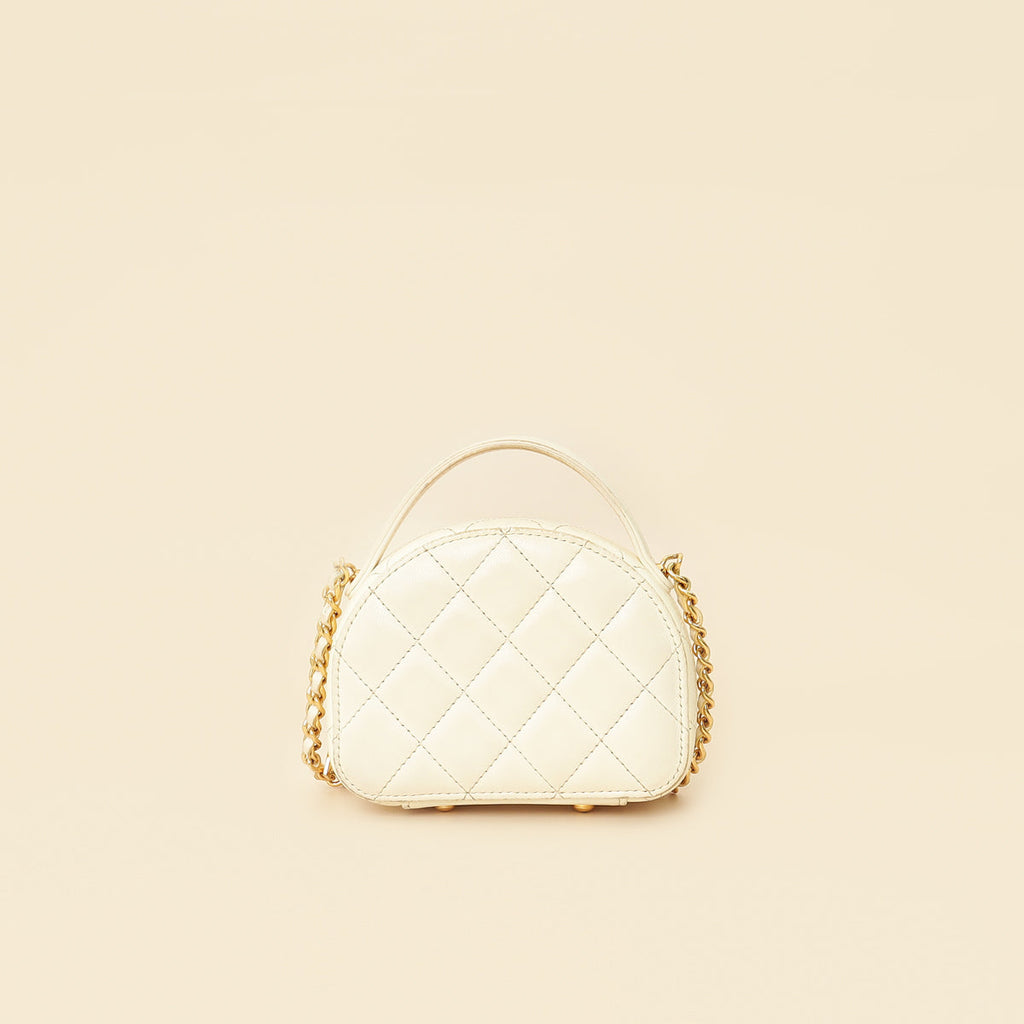 Chanel White Mini Chic Riviera Top Handle Vanity Case