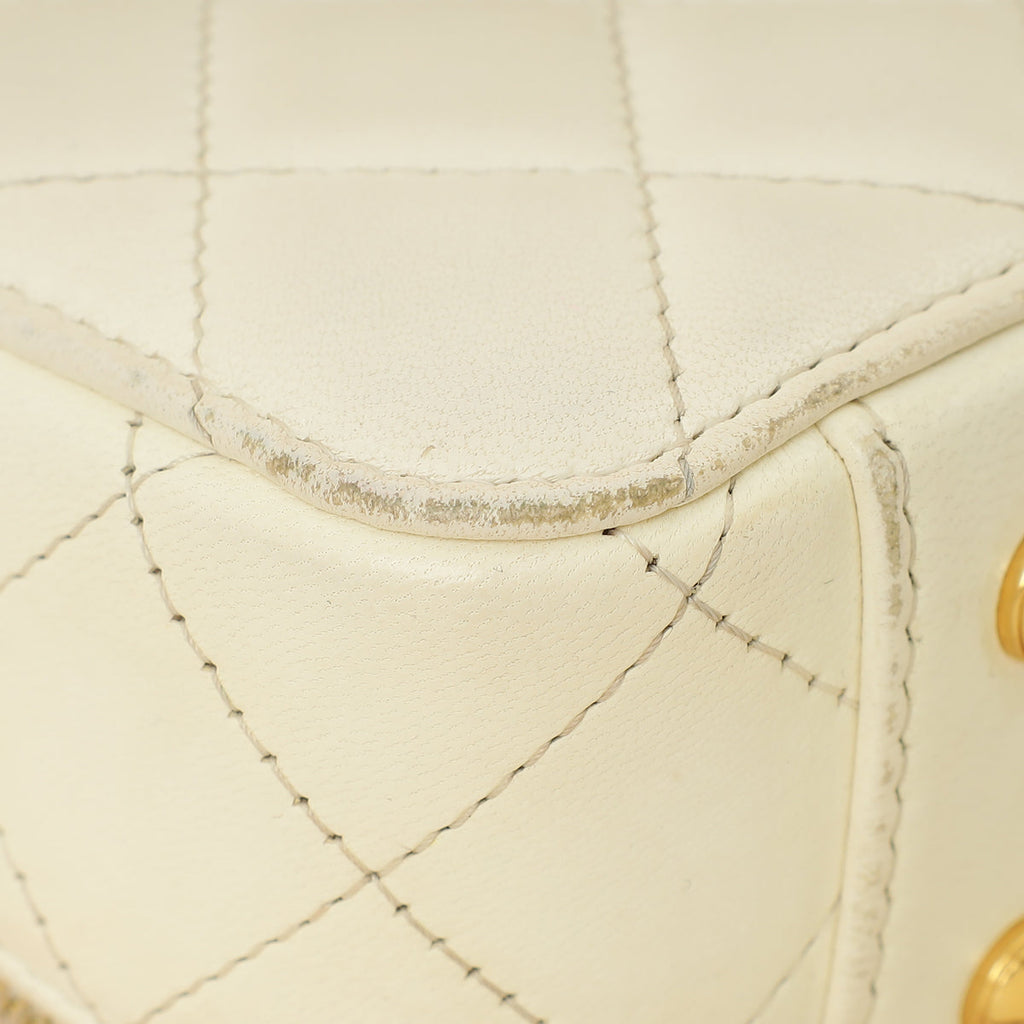 Chanel White Mini Chic Riviera Top Handle Vanity Case